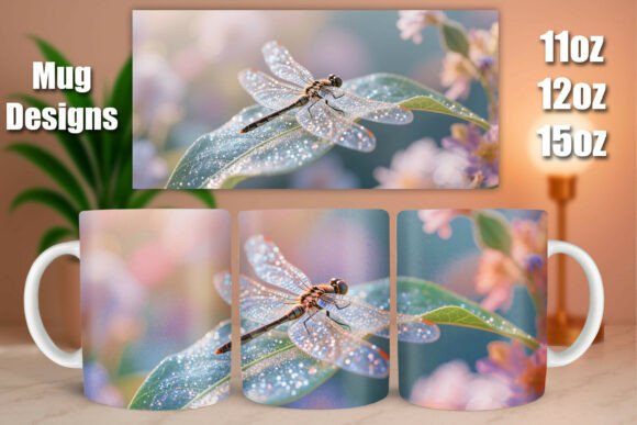 Download Glitter Dragonfly Floral Leaf Mug Wrap - Leaf mug wrap Collection