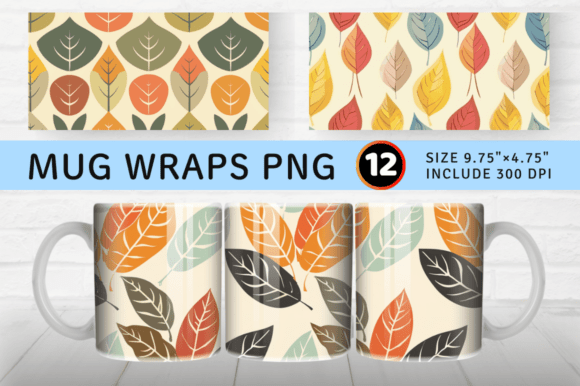Download Retro Triple Leaf Mug Wrap Sublimation D - Leaf mug wrap Collection