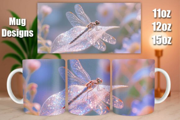 Download Glitter Dragonfly Floral Leaf Mug Wrap - Leaf mug wrap Collection