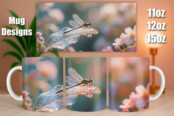 Download Glitter Dragonfly Floral Leaf Mug Wrap - Leaf mug wrap Collection