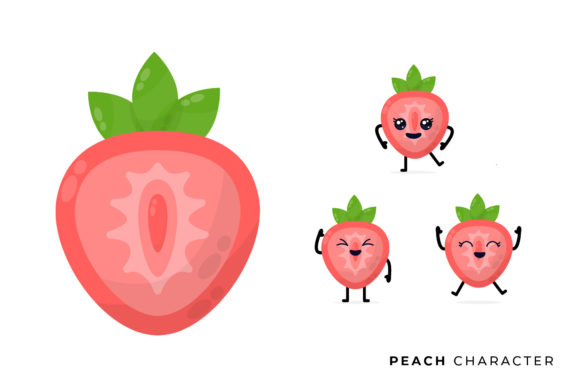 Download Kawaii Peach Fruit Graphic - Fruit graphic Collection