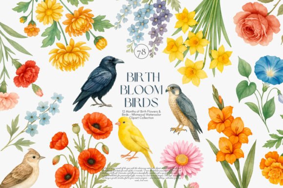 Download Birth Flowers &amp; Birth Birds Set - Birds Collection