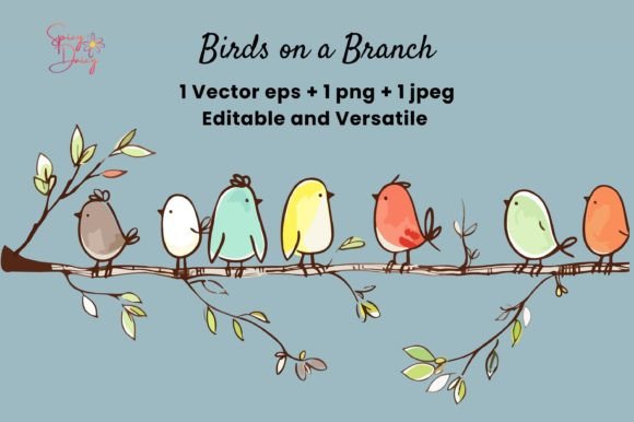 Download Birds on a Branch Vector EPS PNG CLIPART - Birds Collection